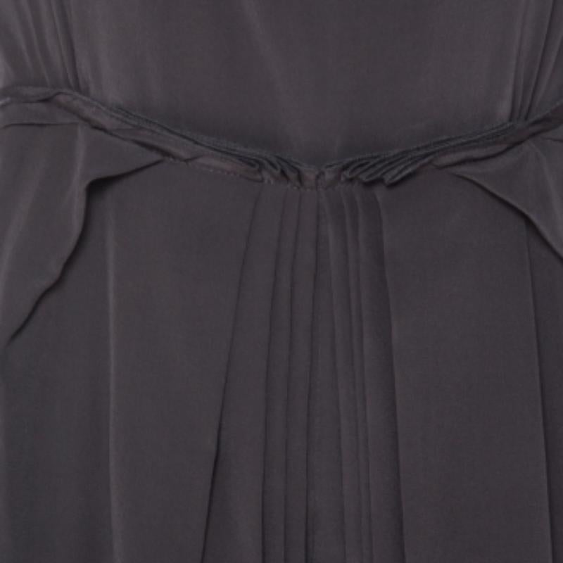 Roksanda Ilincic - Gonna plissettata in seta grigio canna di fucile - Vestito midi senza schienale M in vendita 1