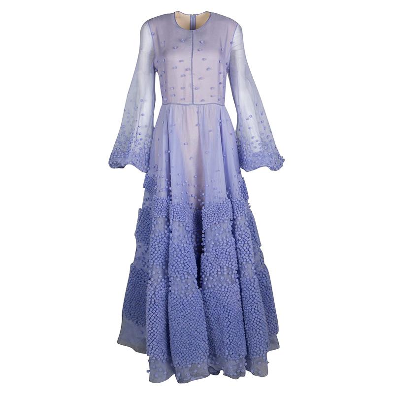 Roksanda Ilincic Limited Edition Lilac Silk Organza Bobble Viola  Gown M