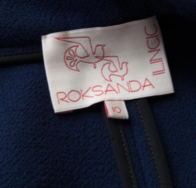 Roksanda I. Short breton taille haute en crêpe de laine bleu marine M. en vente 1