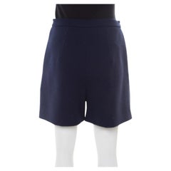 Roksanda Ilincic Navy Blue Wool Crepe High Waist Breton Shorts M
