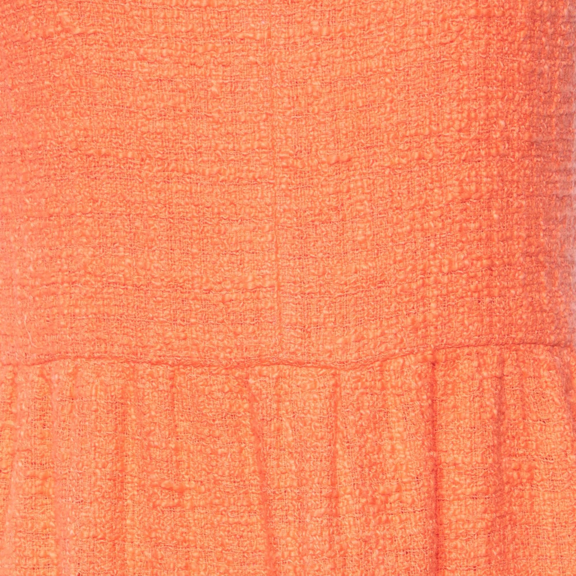 Roksanda Ilincic Orange Cotton Tweed Sleeveless Long Dress S In Good Condition In Dubai, Al Qouz 2