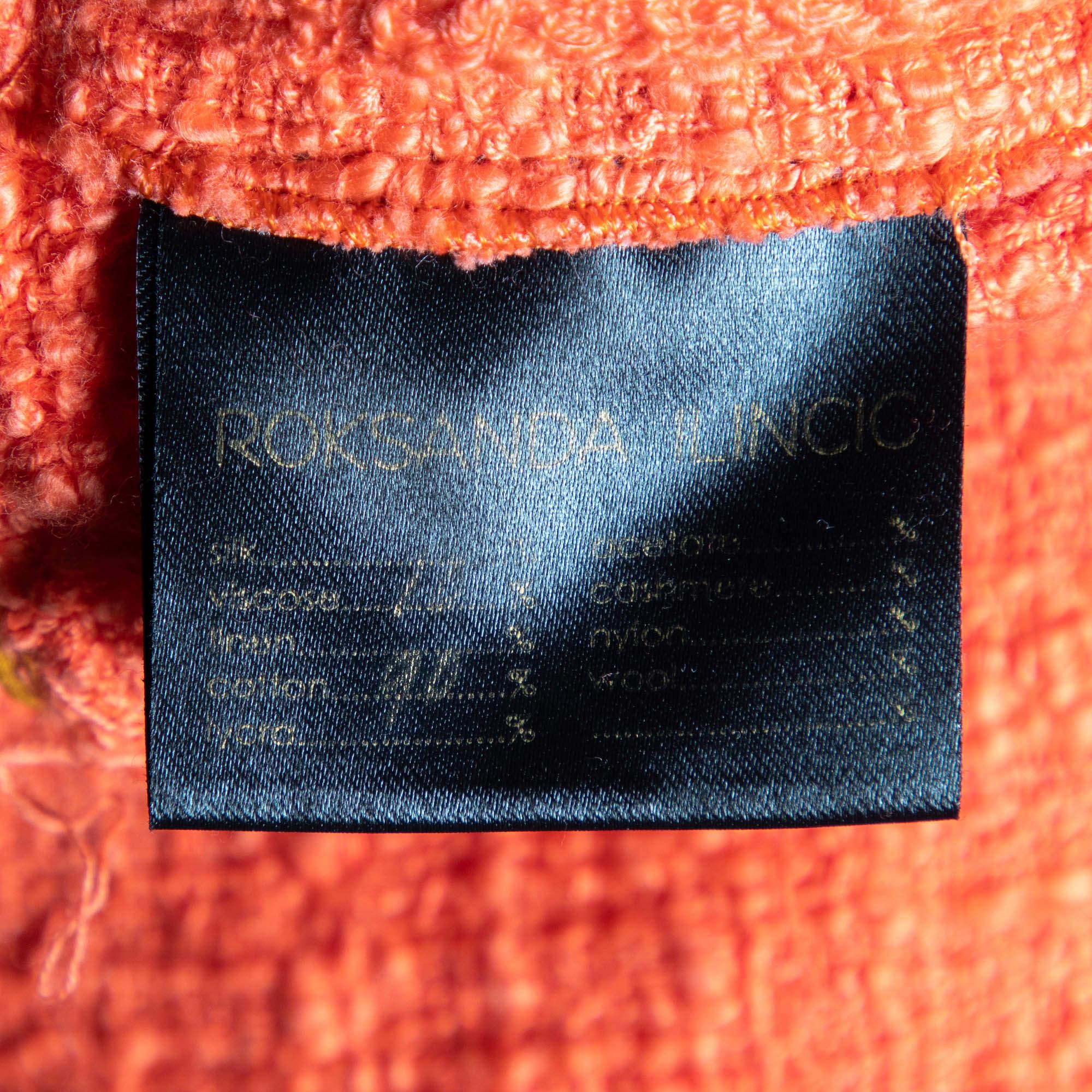 Roksanda Ilincic Orange Cotton Tweed Sleeveless Long Dress S 2