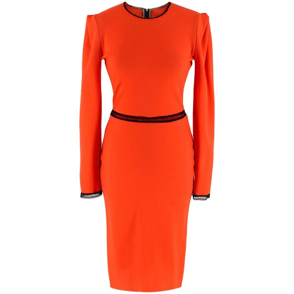 Roksanda Ilincic Orange Wool Long Sleeve Mini Dress - Size Estimated XS For Sale