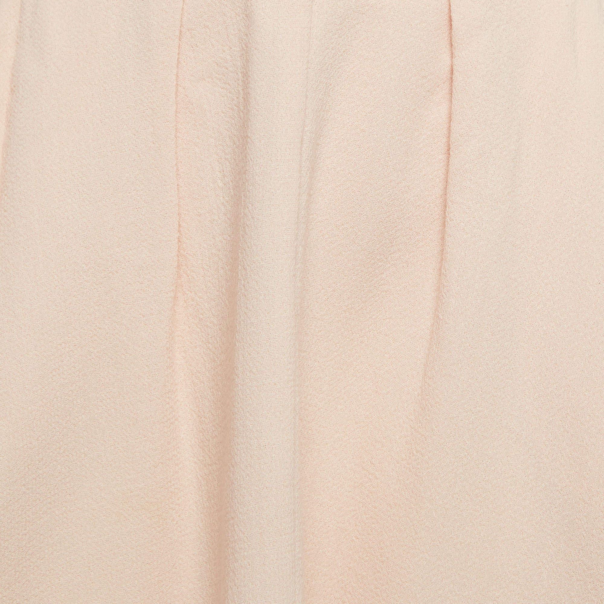 Beige Roksanda Ilincic Pink Contrast Trim Crepe Pleated Midi Skirt S For Sale