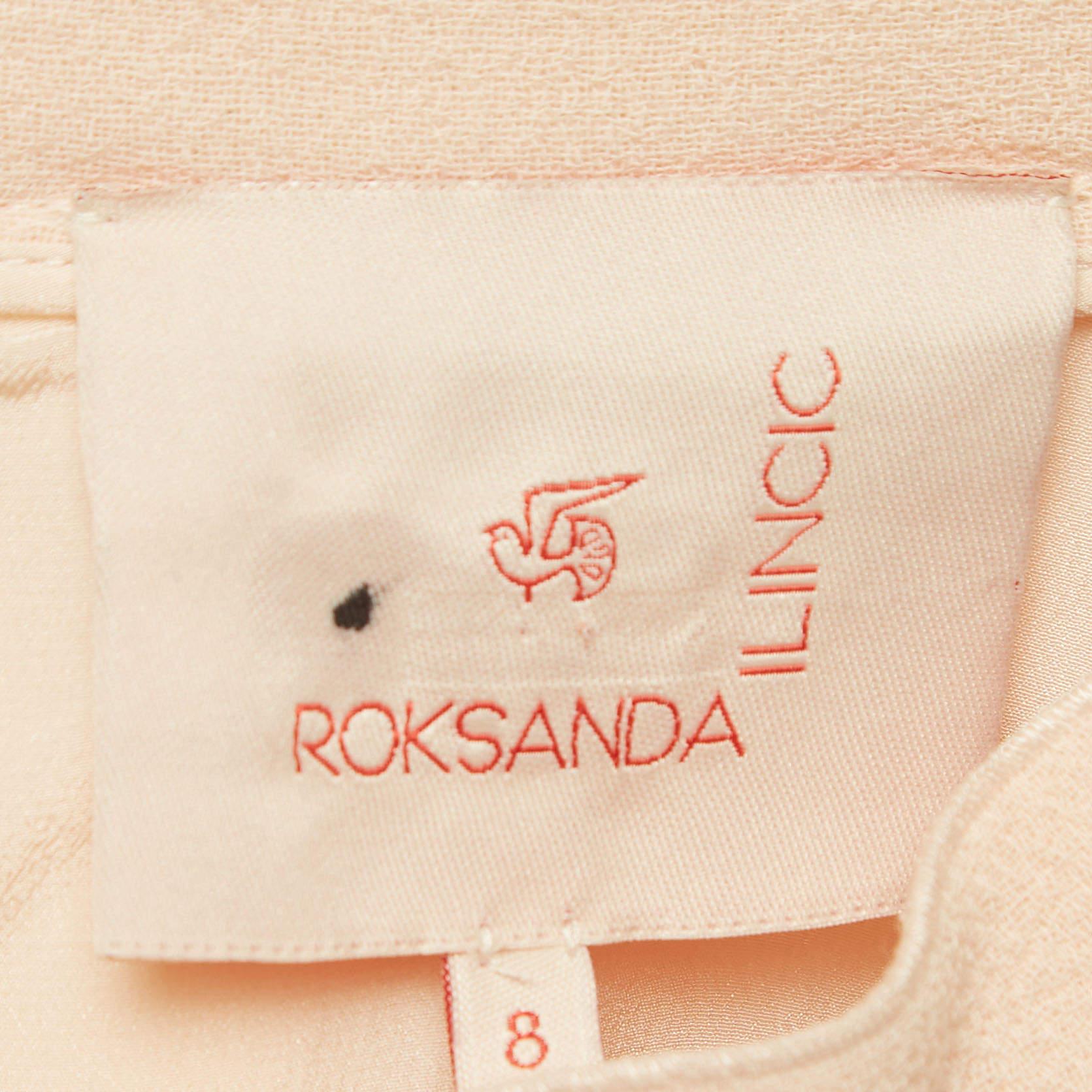 Roksanda Ilincic Pink Contrast Trim Crepe Pleated Midi Skirt S In Fair Condition For Sale In Dubai, Al Qouz 2