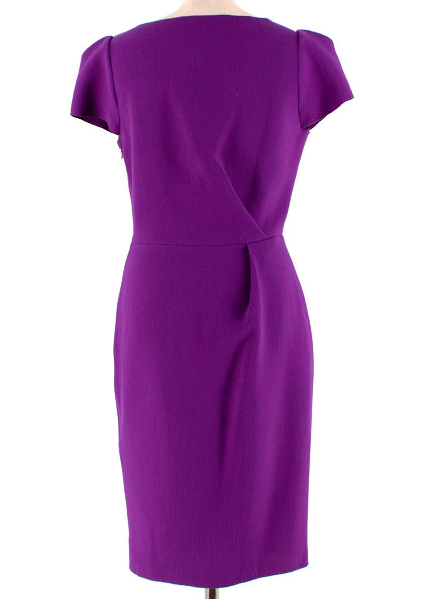 Roksanda Ilincic Purple Wool Short Sleeve Dress

-Made of a crepe like wool fabric 
-2 Way zip fastening to the side that allows for different styling option 
-Draped neckline 
-Pleat details to the waist  
-Short sleeve classic style 
-Rich purple