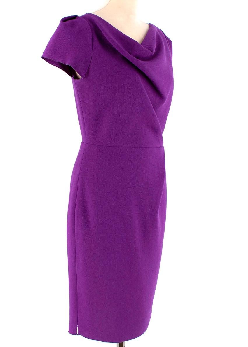 Roksanda Ilincic Purple Wool Short Sleeve Dress - Size US6 1