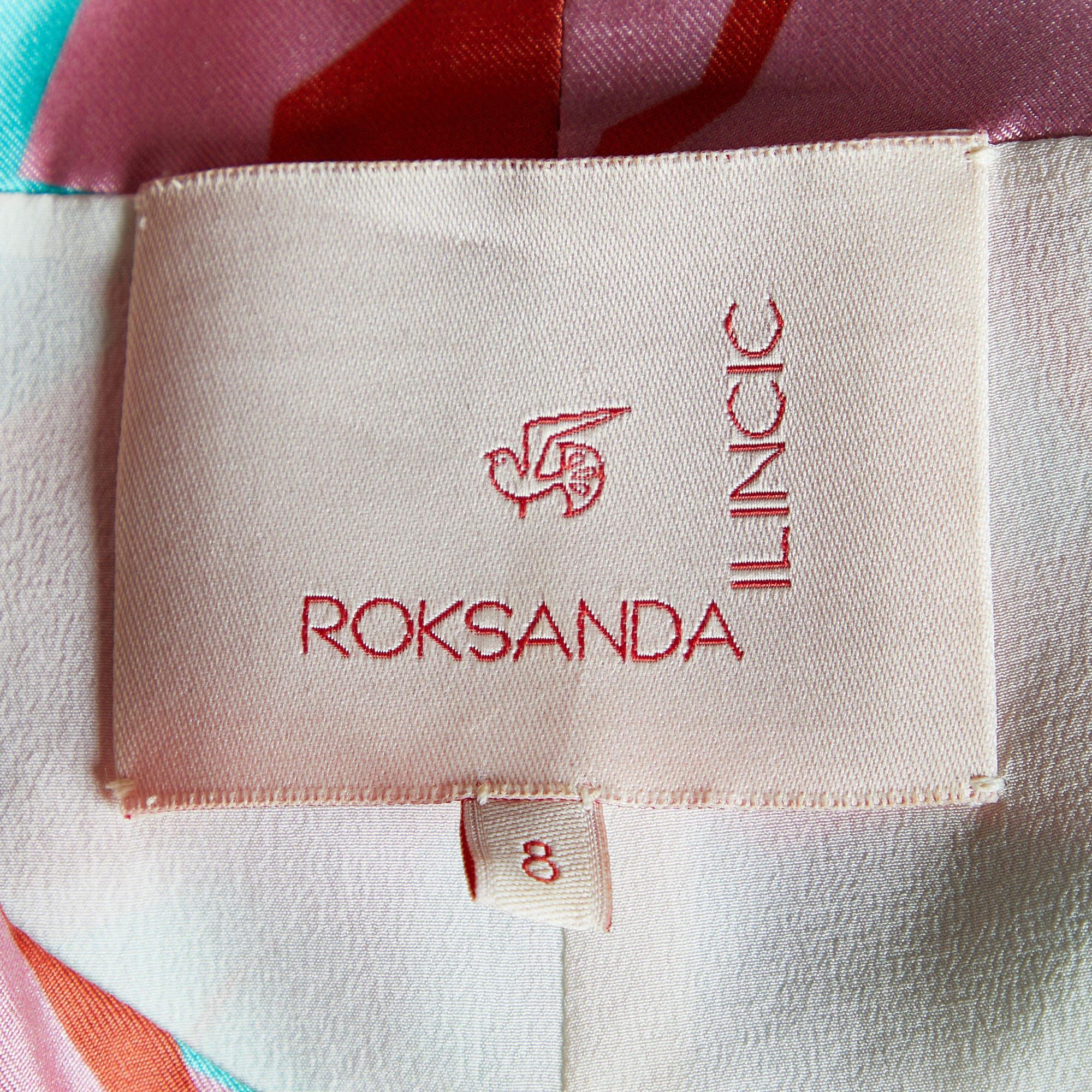 Roksanda Ilincic Red Floral printed Silk Sleeveless Peplum Top S In Good Condition For Sale In Dubai, Al Qouz 2