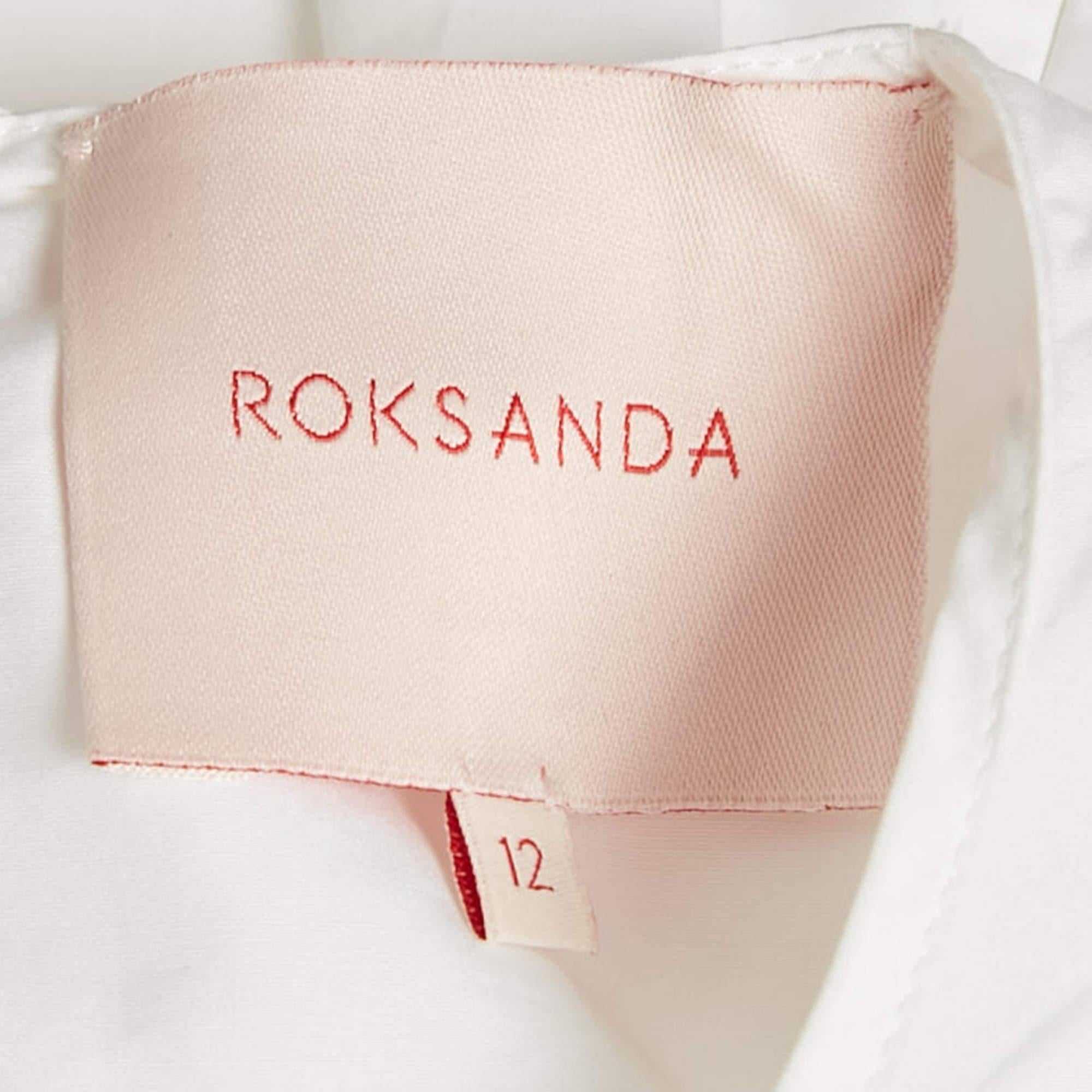 Roksanda Ilincic White Poplin Bell Sleeve Blouse M In Good Condition In Dubai, Al Qouz 2