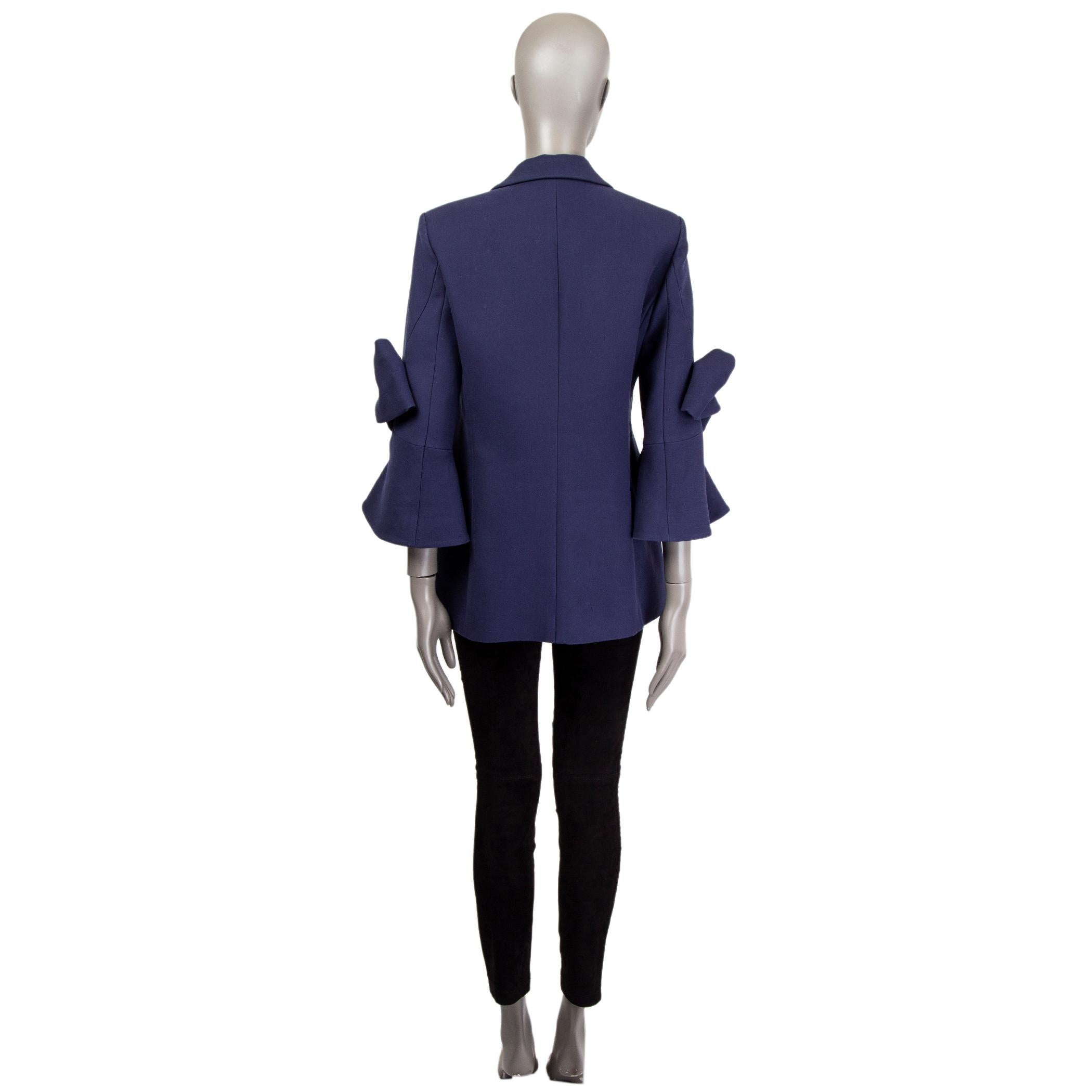 Women's ROKSANDA indigo blue cotton BOW SLEEEVE Blazer Jacket 14 L