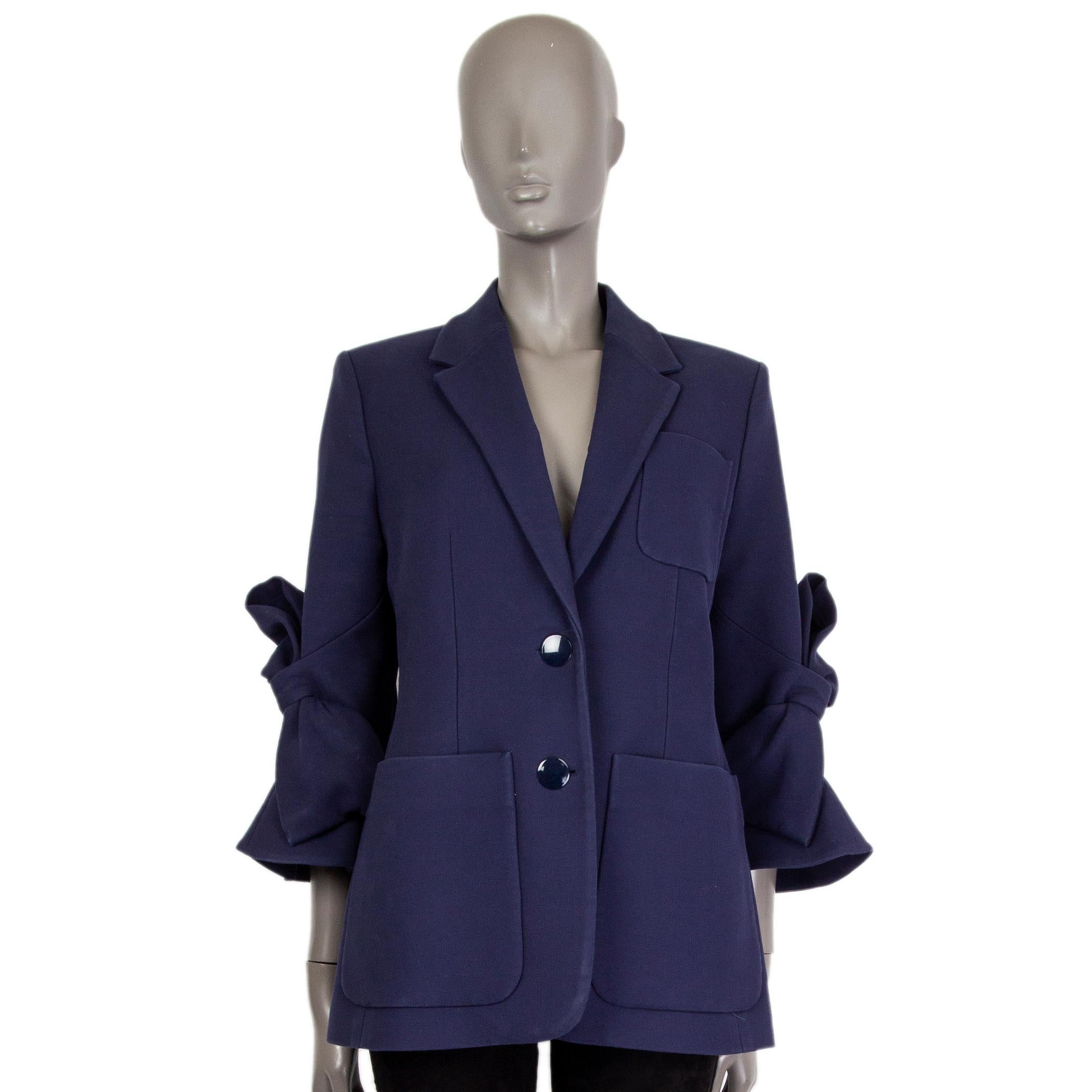 ROKSANDA indigo blue cotton BOW SLEEEVE Blazer Jacket 14 L 1