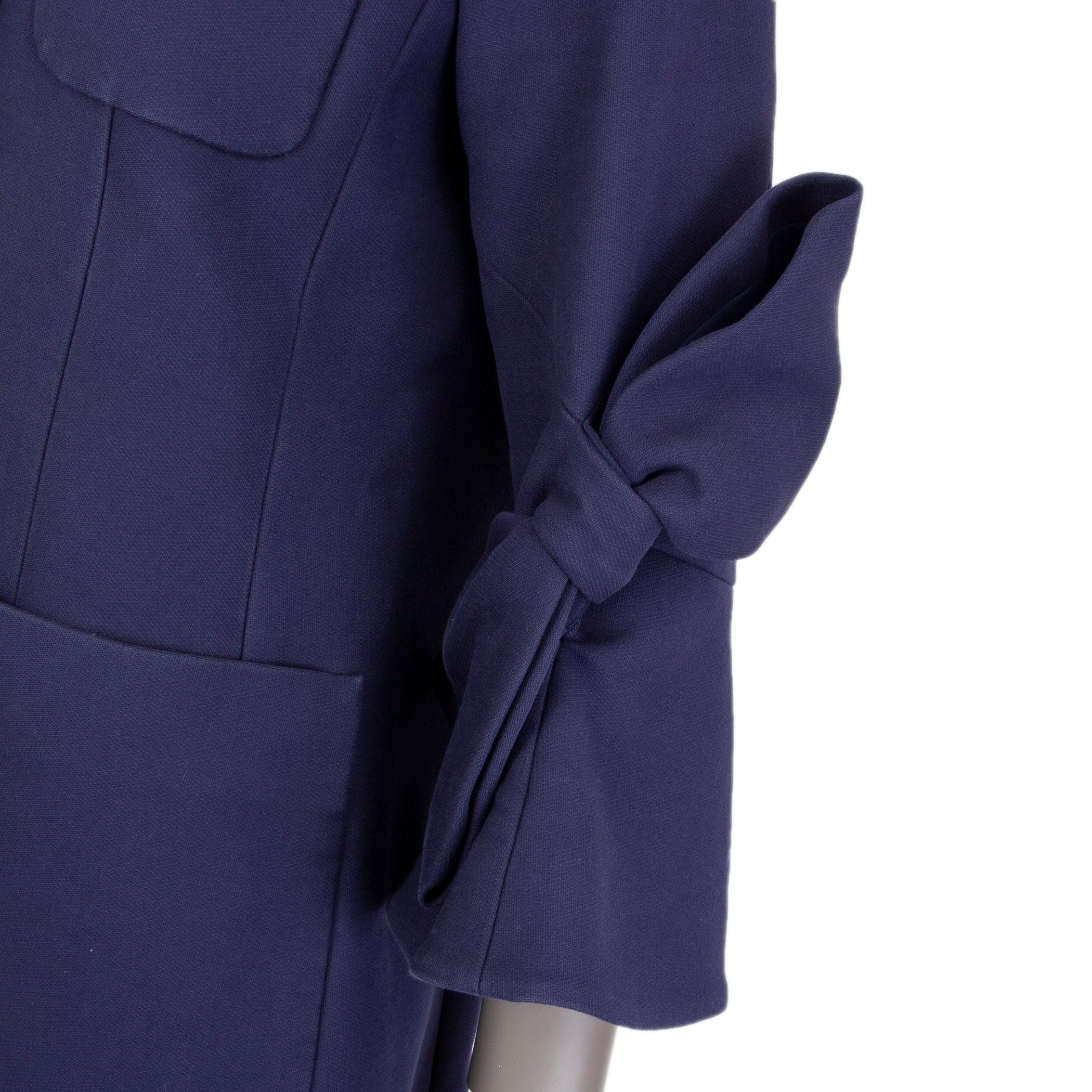 ROKSANDA indigo blue cotton BOW SLEEEVE Blazer Jacket 14 L 2