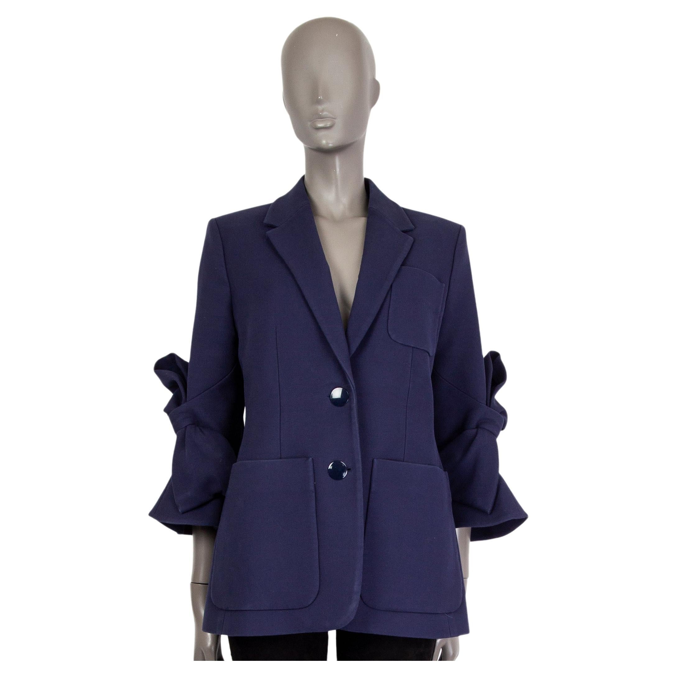 ROKSANDA indigo blue cotton BOW SLEEEVE Blazer Jacket 14 L