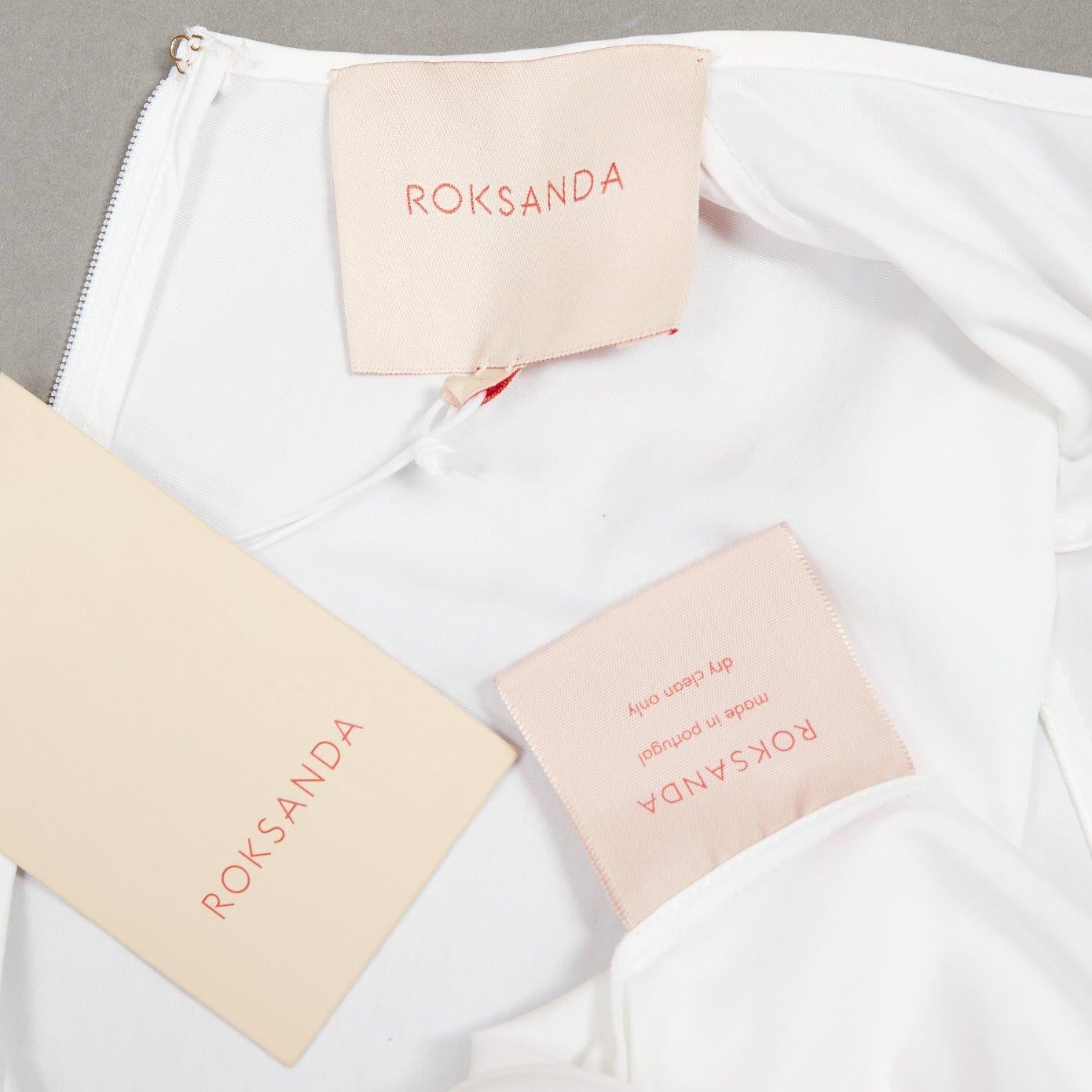 ROKSANDA Kemi white cotton poplin bow cuff flared sleeve peplum top UK6 XS For Sale 4