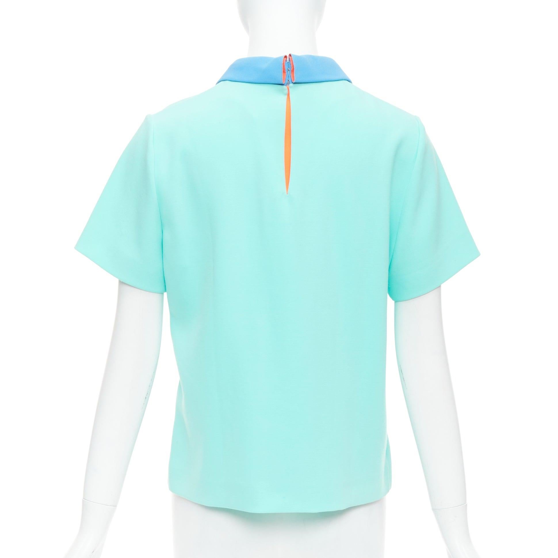 Women's ROKSANDA light blue colorblock darted short sleeve shirt UK10 M For Sale