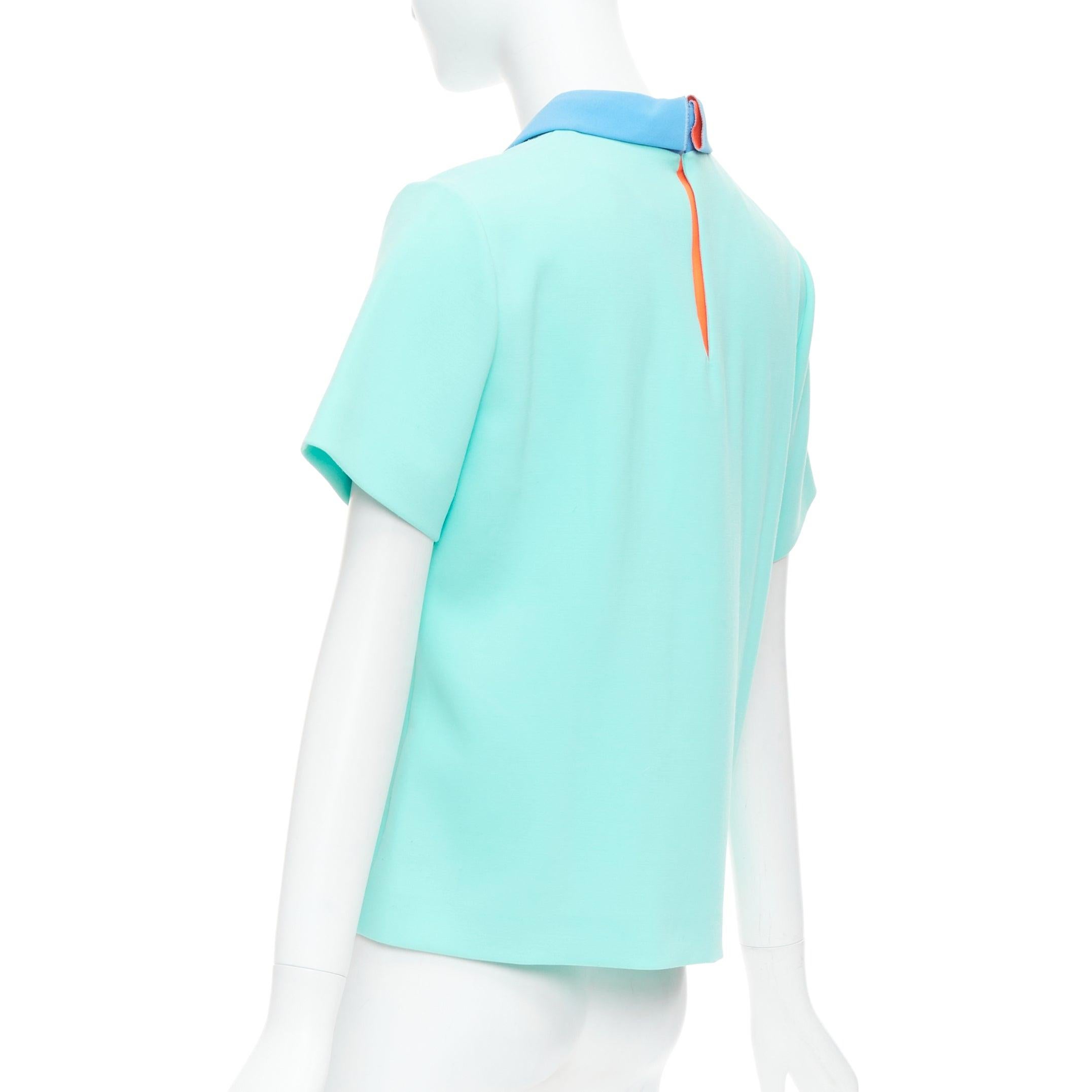 ROKSANDA light blue colorblock darted short sleeve shirt UK10 M For Sale 1