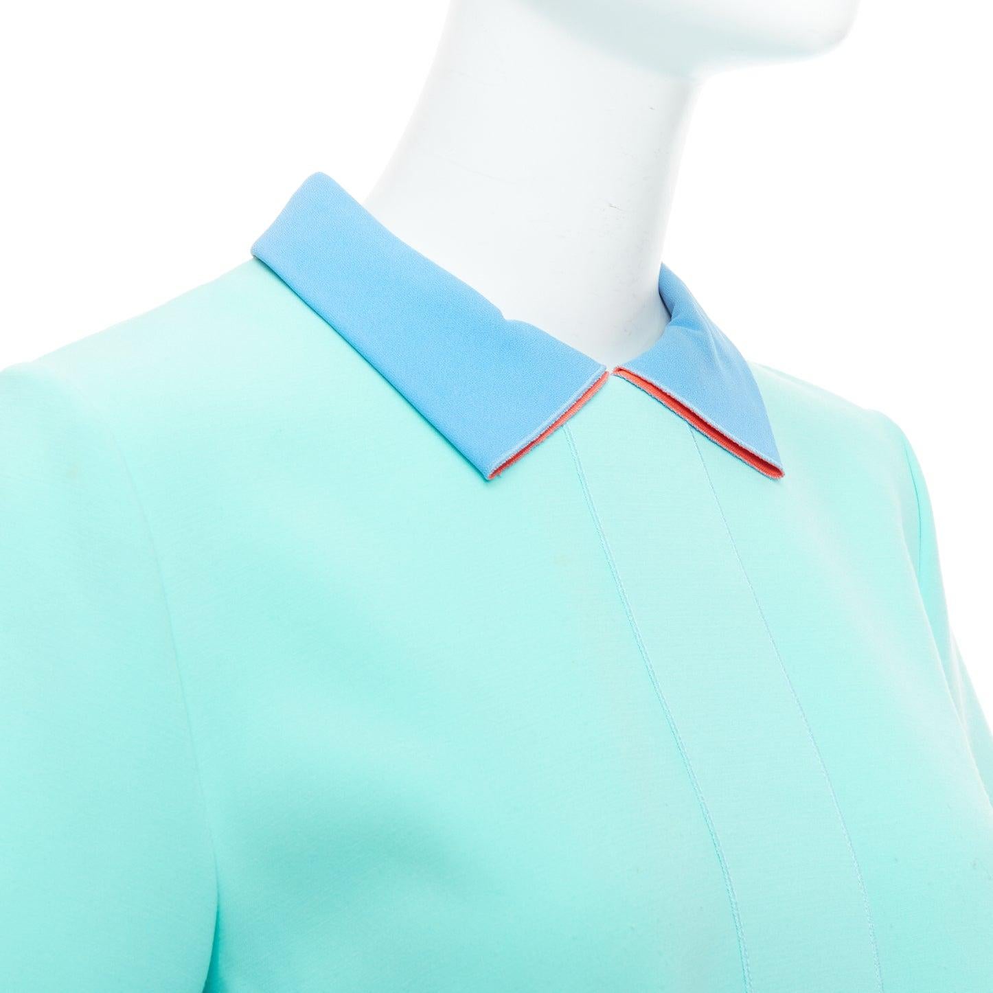 ROKSANDA light blue colorblock darted short sleeve shirt UK10 M For Sale 2
