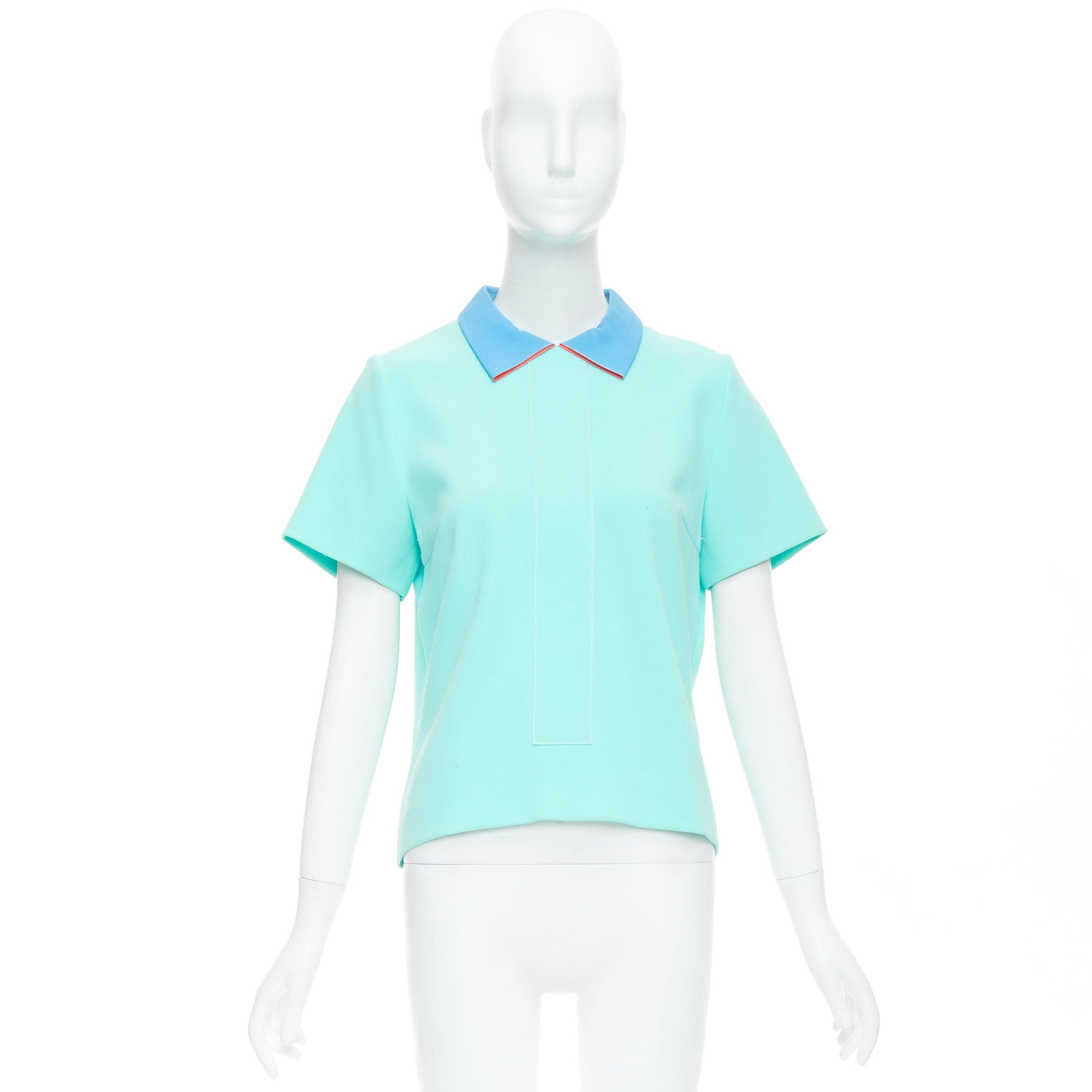 ROKSANDA light blue colorblock darted short sleeve shirt UK10 M For Sale 4