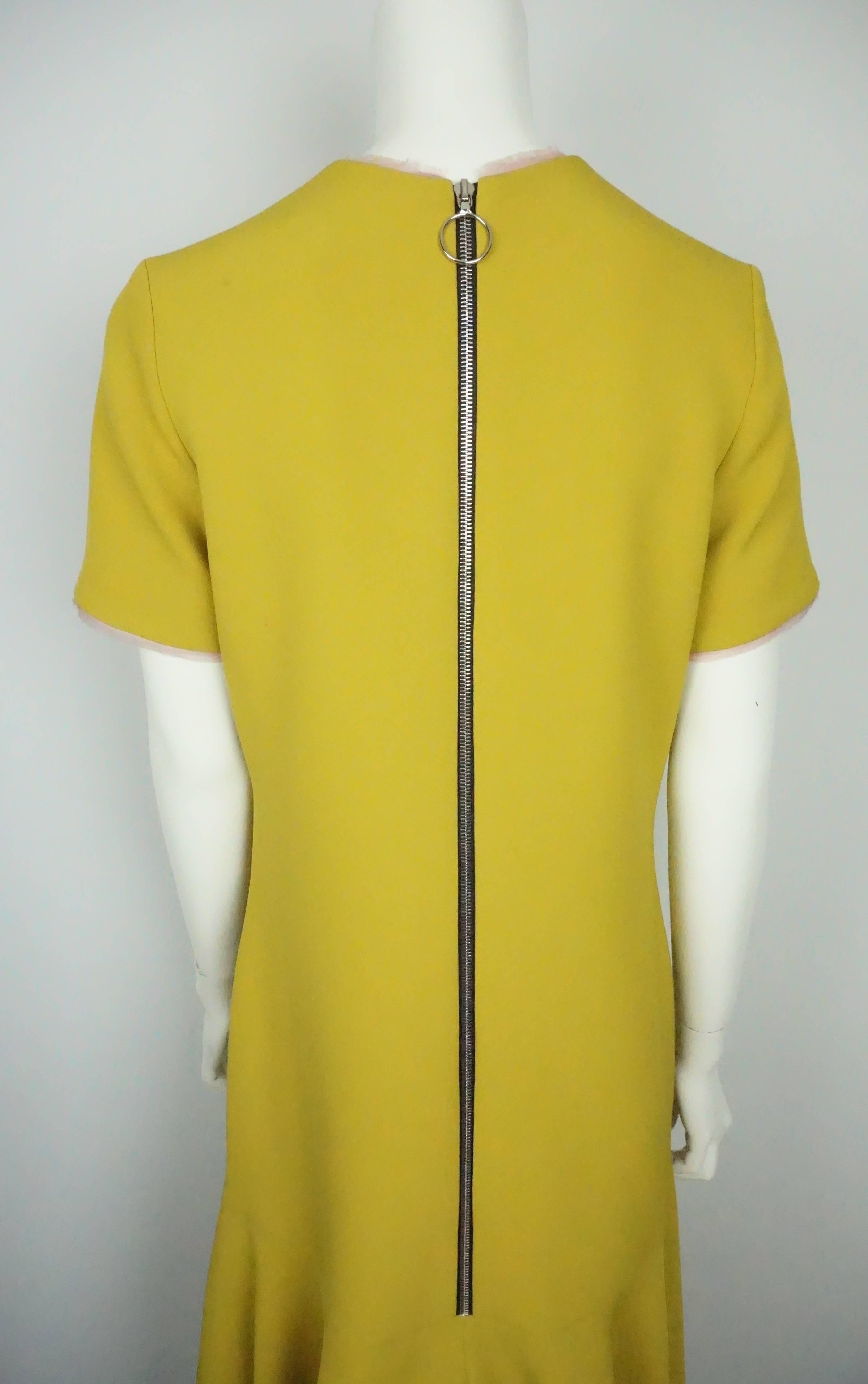 Roksanda Mustard S/S Gown w/ Silver Back Zip - 10 In Excellent Condition In West Palm Beach, FL