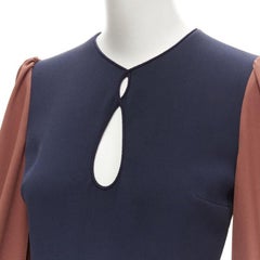 ROKSANDA navy brick red puff sleeve keyhole neckline wide leg jumpsuit UK6 XS