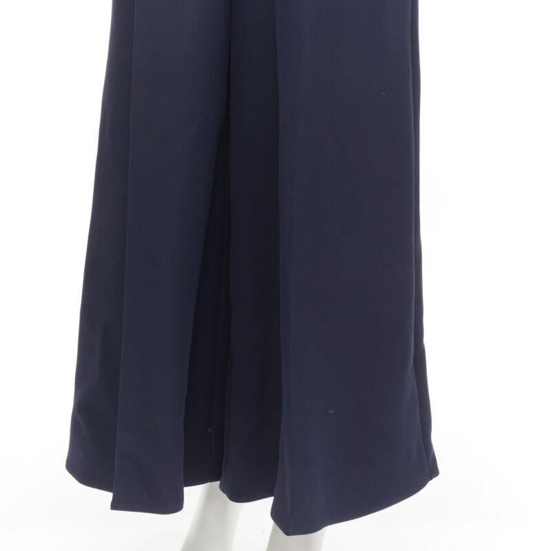 ROKSANDA navy brick red puff sleeve keyhole neckline wide leg jumpsuit UK6 XS For Sale 3