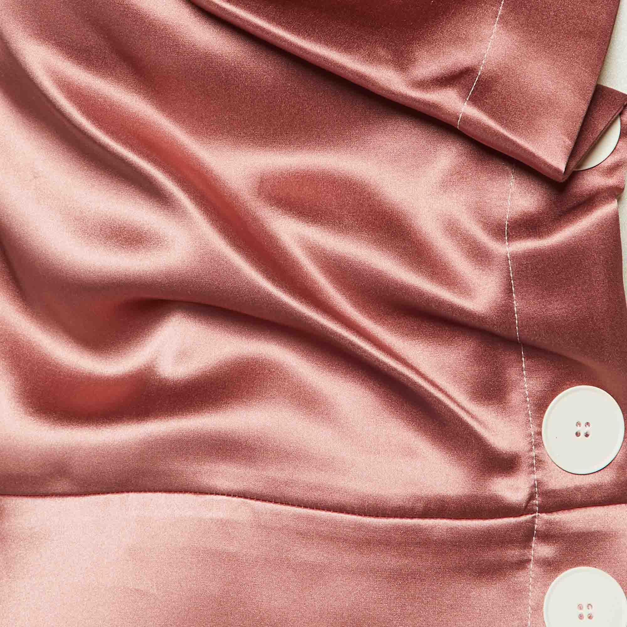 Roksanda Pink Colorblock Silk Satin Wrap Dress L In New Condition For Sale In Dubai, Al Qouz 2