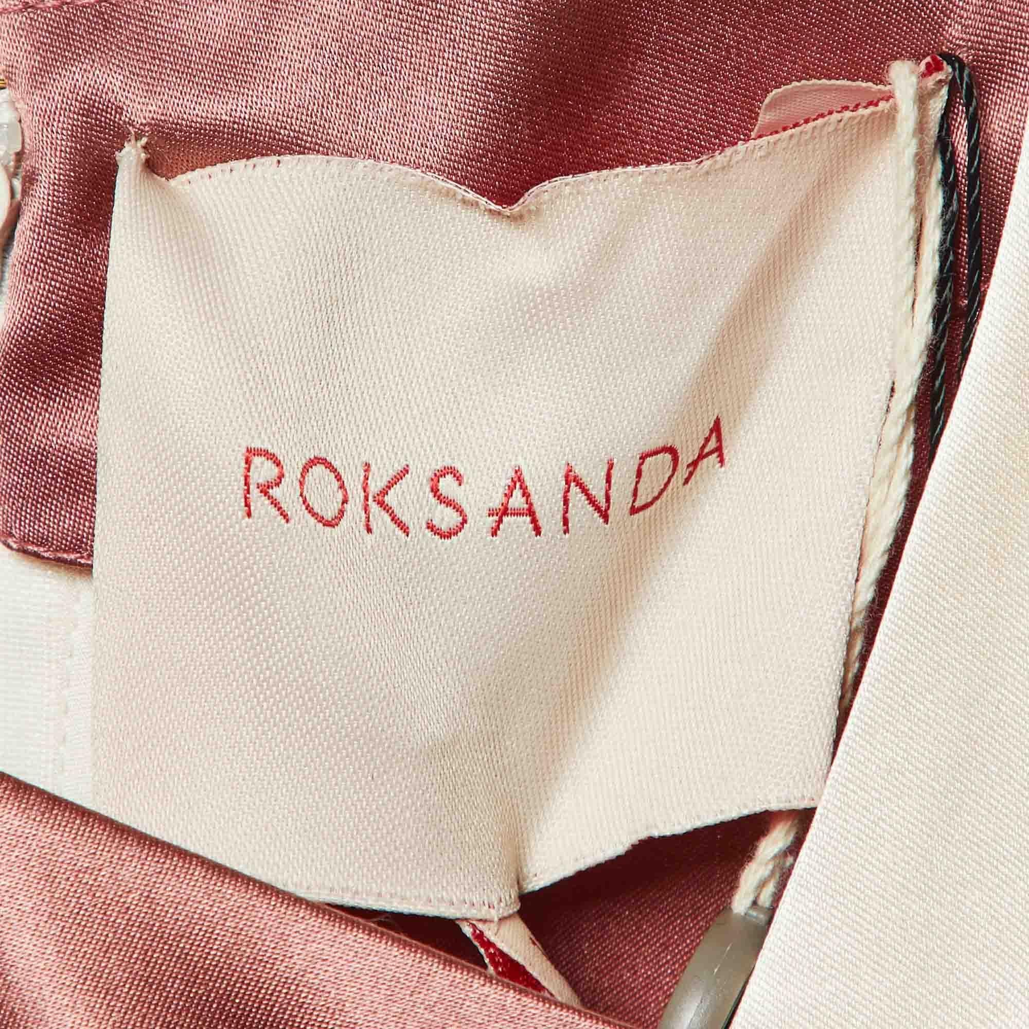 Women's Roksanda Pink Colorblock Silk Satin Wrap Dress L For Sale