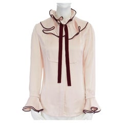 Roksanda rosa, seta grezza martellata, collo a balze, maniche svasate, top UK6 XS