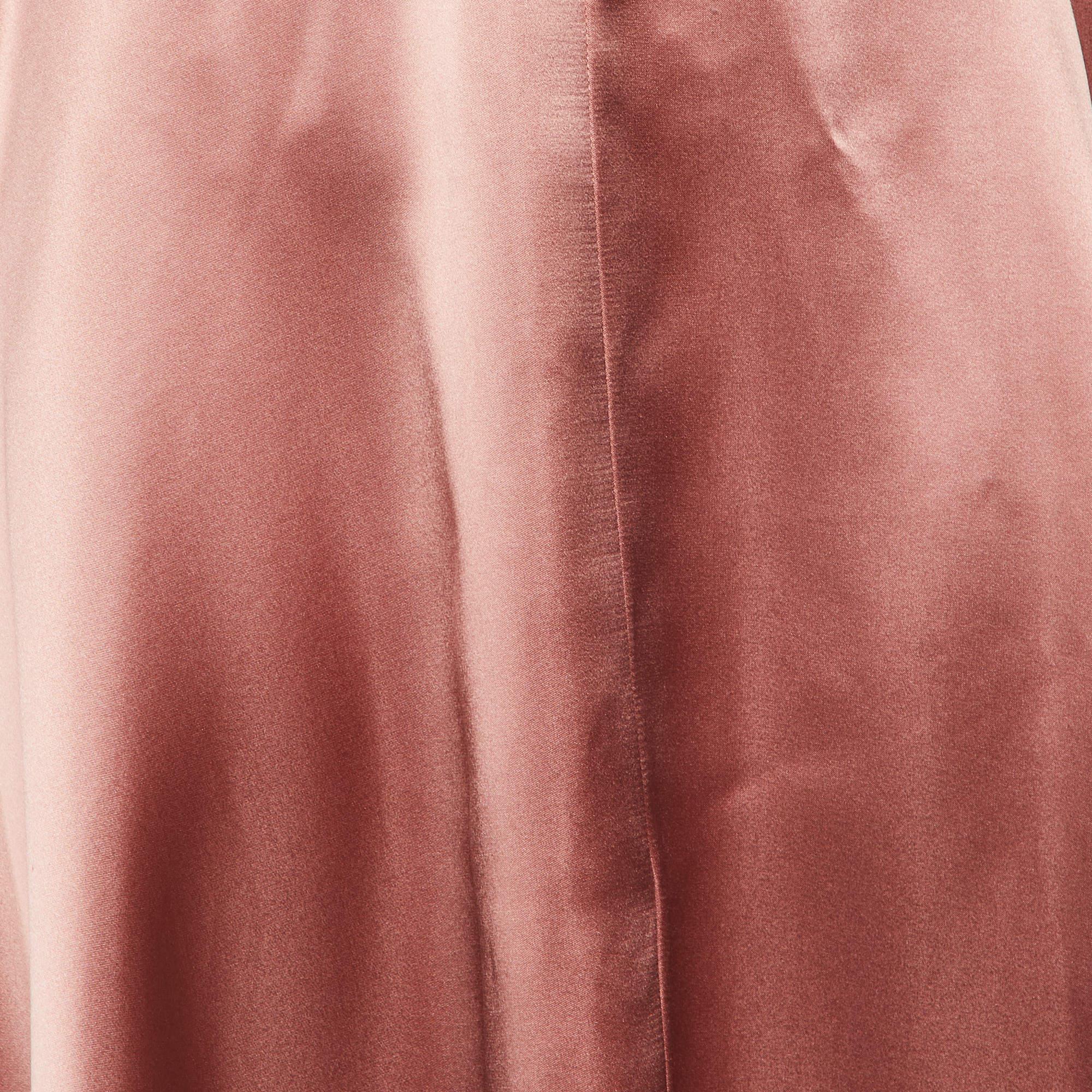 Brown Roksanda Pink Silk Satin Midi Skirt L