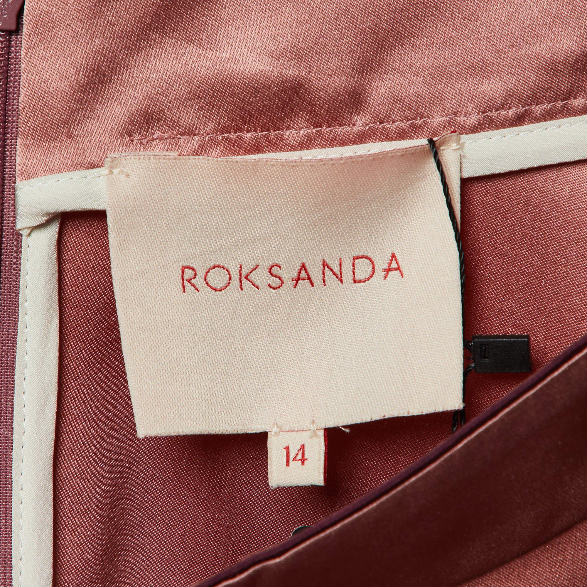 Roksanda Pink Silk Satin Midi Skirt L In Excellent Condition In Dubai, Al Qouz 2