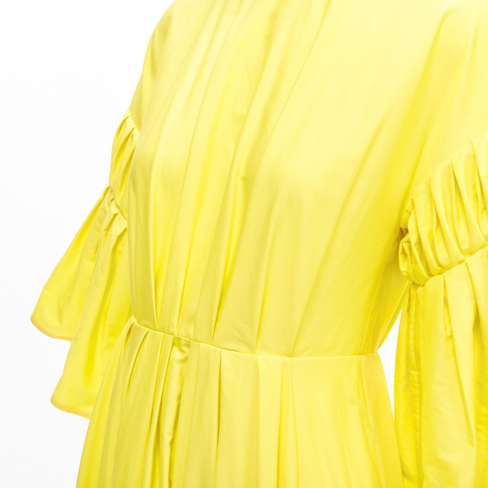 ROKSANDA sunshine yellow cotton origami pleat flared sleeves A-line dress UK6 XS For Sale 2