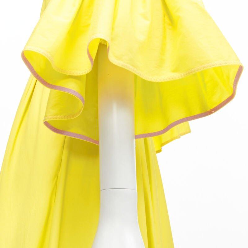 Roksanda sunshine yellow cotton origami pleat flared sleeves A-line dress UK6 XS en vente 3