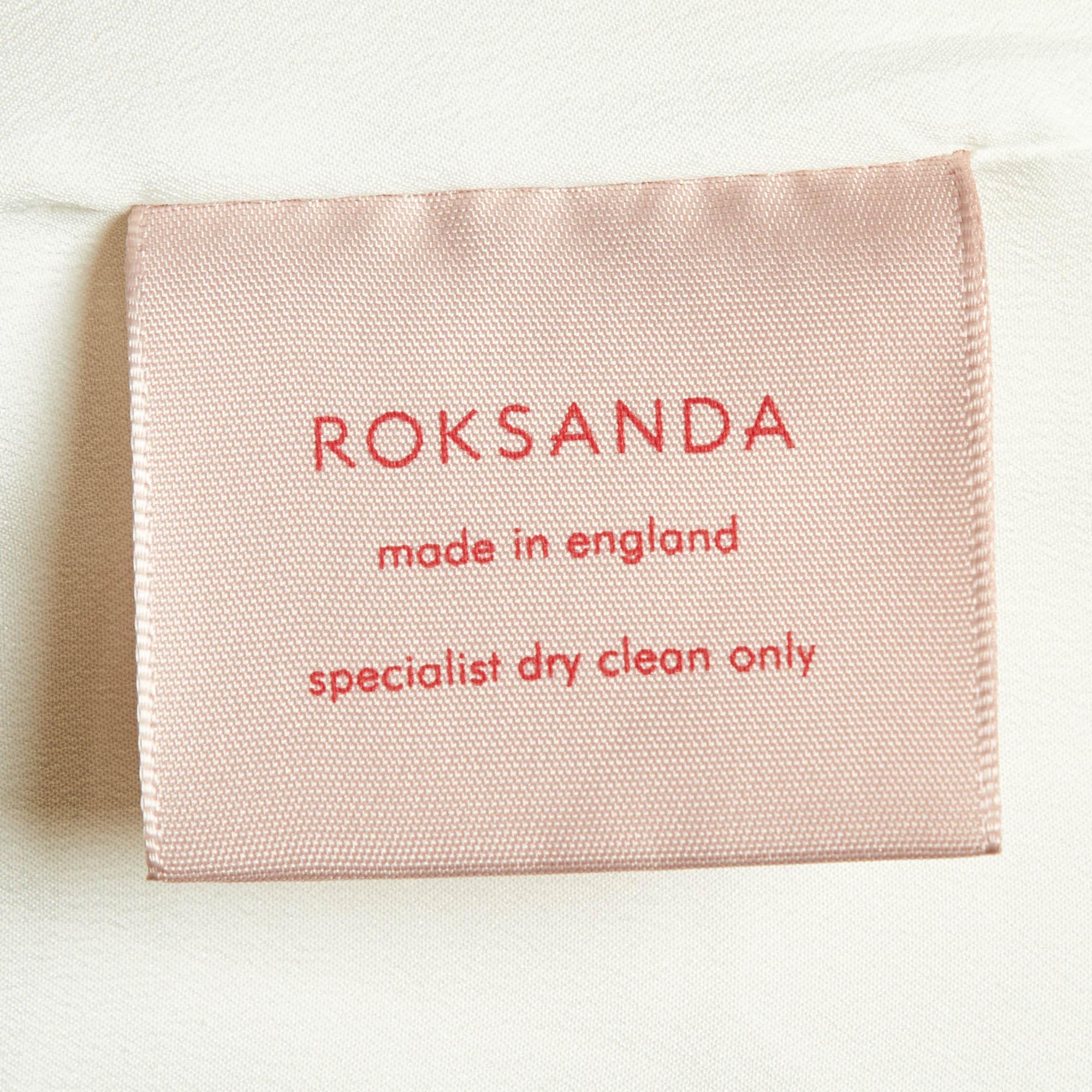 Roksanda White Crepe Puff Sleeve Midi Lena Dress S 1