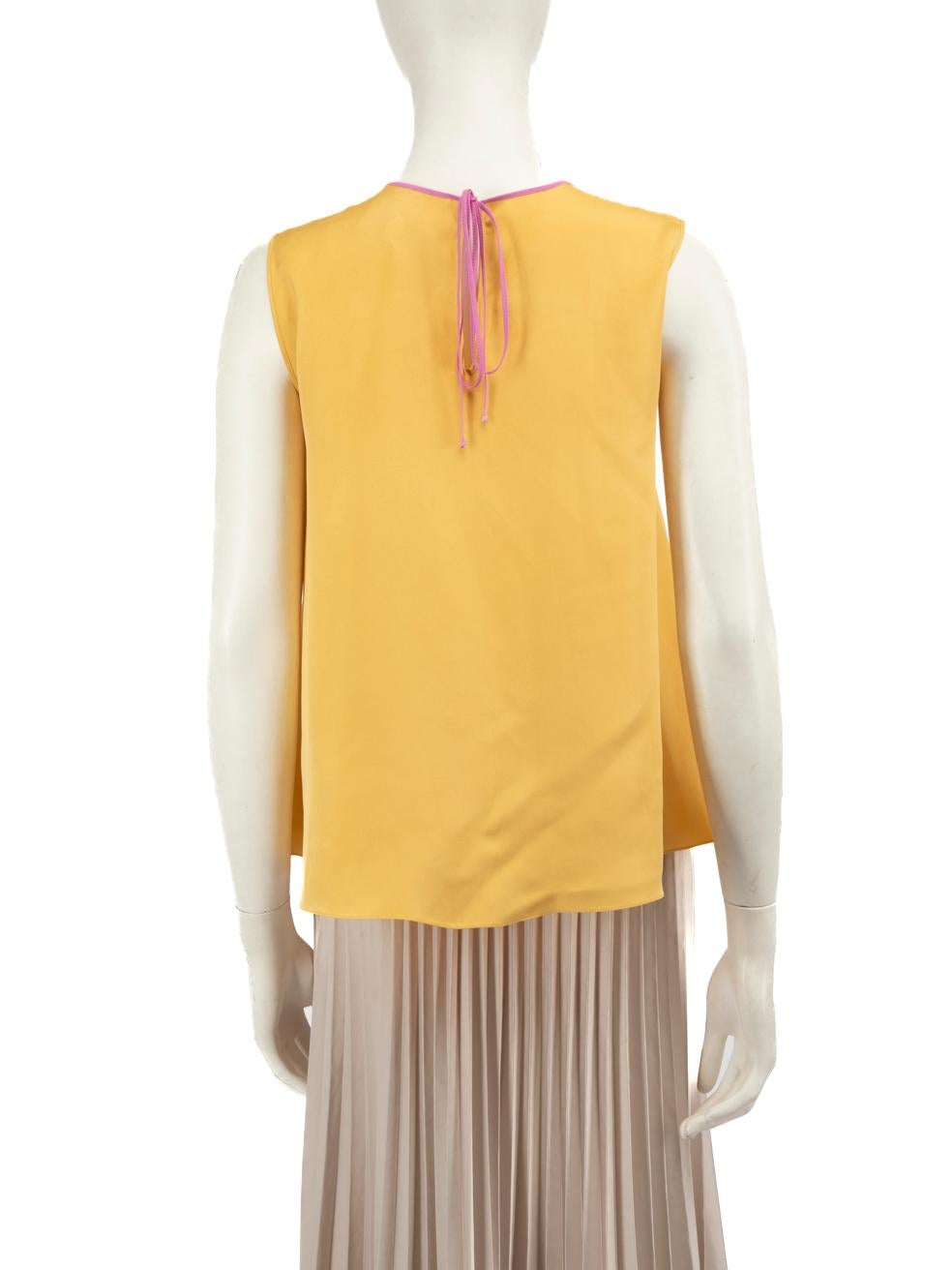 Roksanda Yellow Silk Contrast Trimmed Top Size XS In Good Condition In London, GB