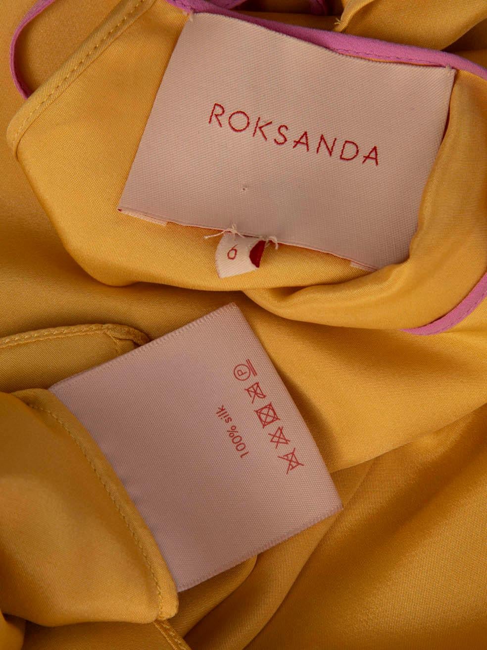 Roksanda Yellow Silk Contrast Trimmed Top Size XS 3