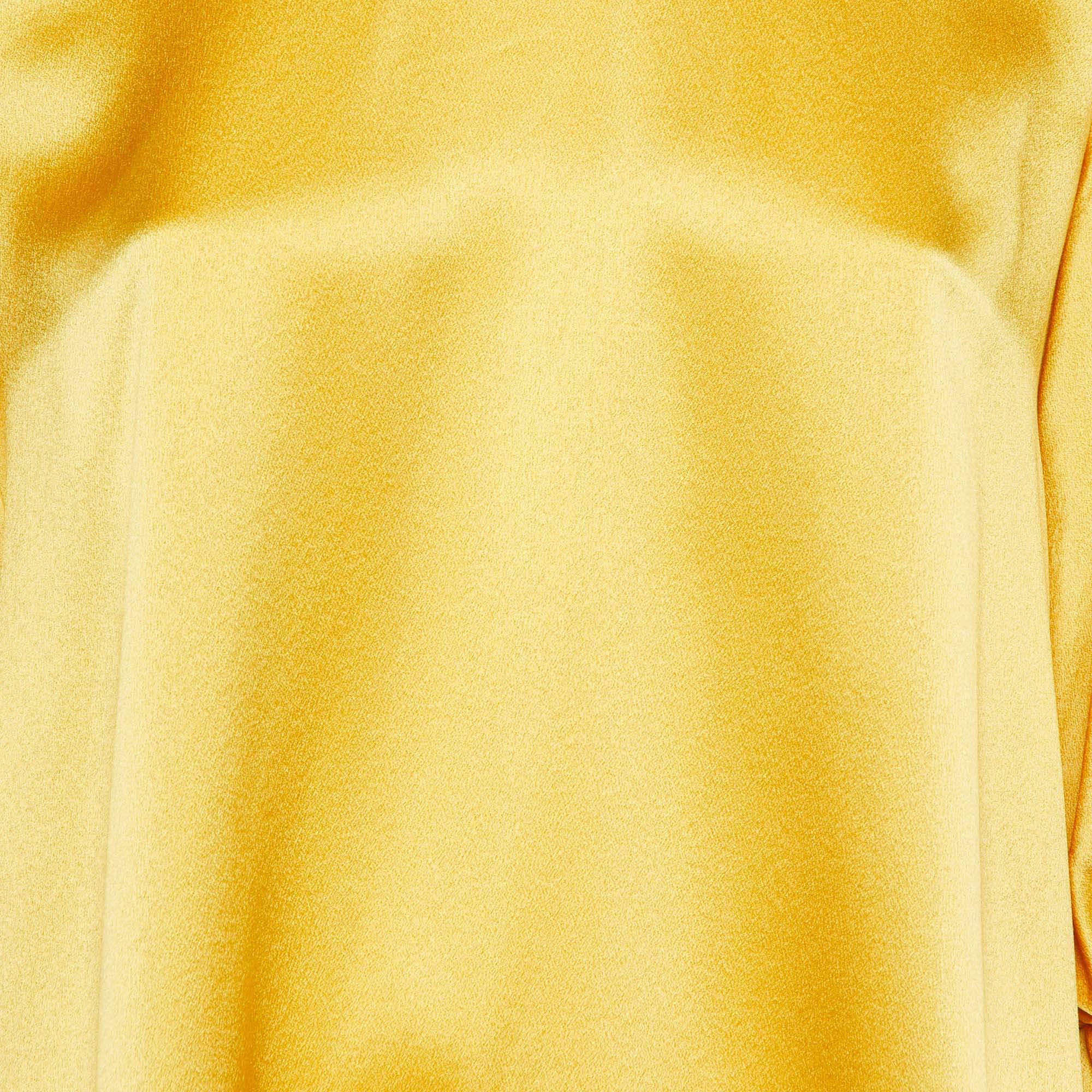 Roksanda Yellow Silk Satin Rosina Oversized Tunic Top S In New Condition For Sale In Dubai, Al Qouz 2