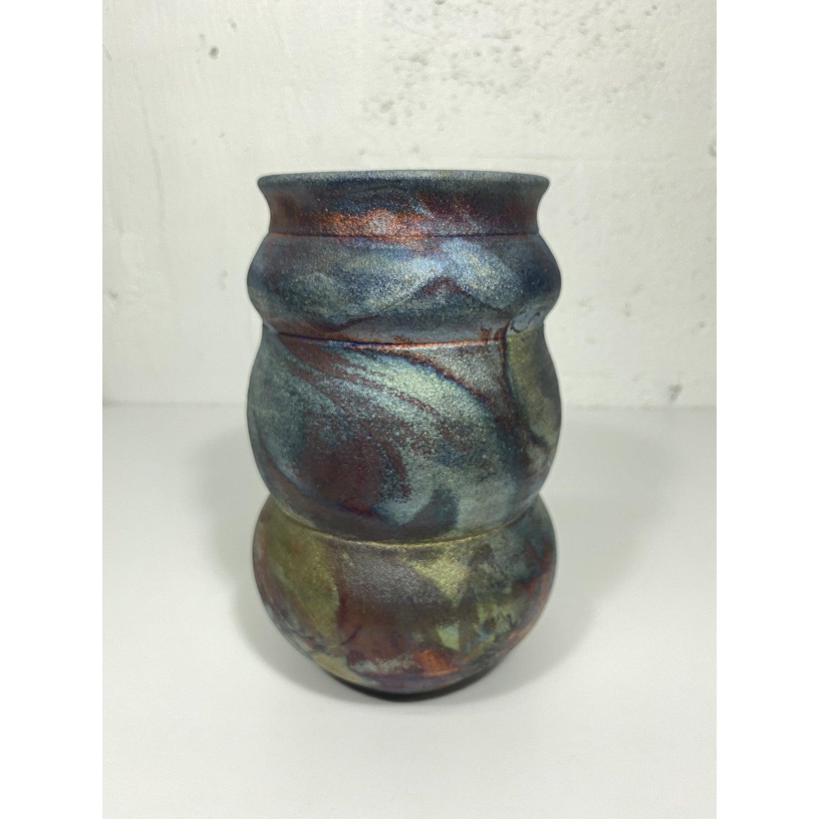 Roku Fired Handmade Ceramic Vase, Artist Signed For Sale 3