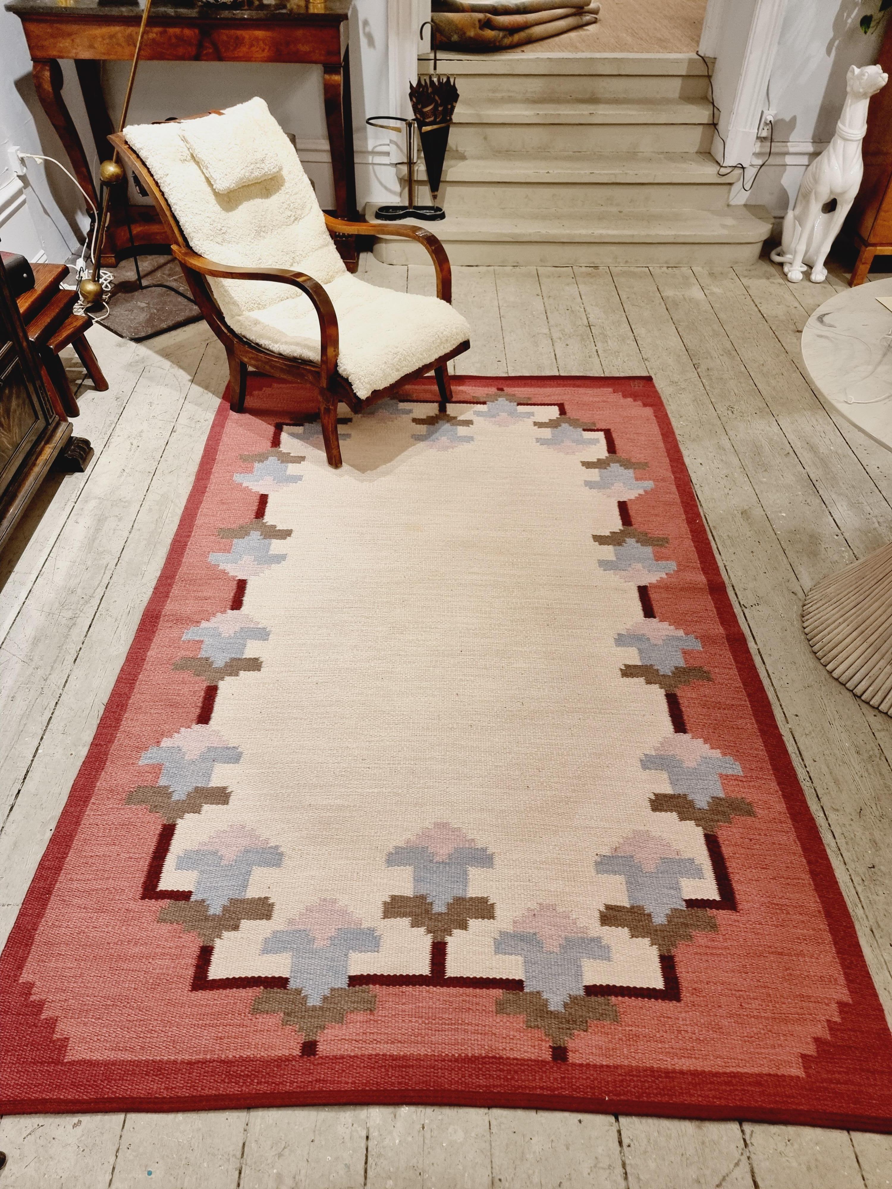 Scandinavian Modern Rölakan / Swedish flatweave carpet by Polly Björkman, 248x162 cm, Swedish Modern For Sale