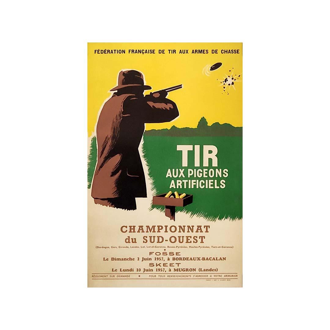Originalplakat von 1957 zur Ankündigung der Tontaubenschießveranstaltungen im Angebot 2