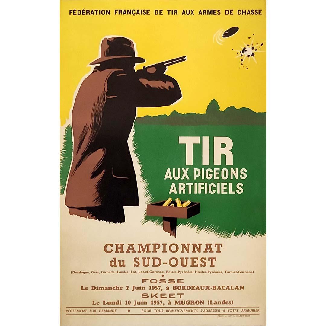 Originalplakat von 1957 zur Ankündigung der Tontaubenschießveranstaltungen – Print von Roland Ansieau