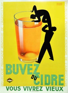 Original Vintage Advertising Poster Drink Cider Buvez Du Cidre Vous Vivrez Vieux