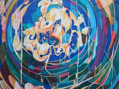 Improvvisazione astratta dell'artista afroamericano che dipinge.