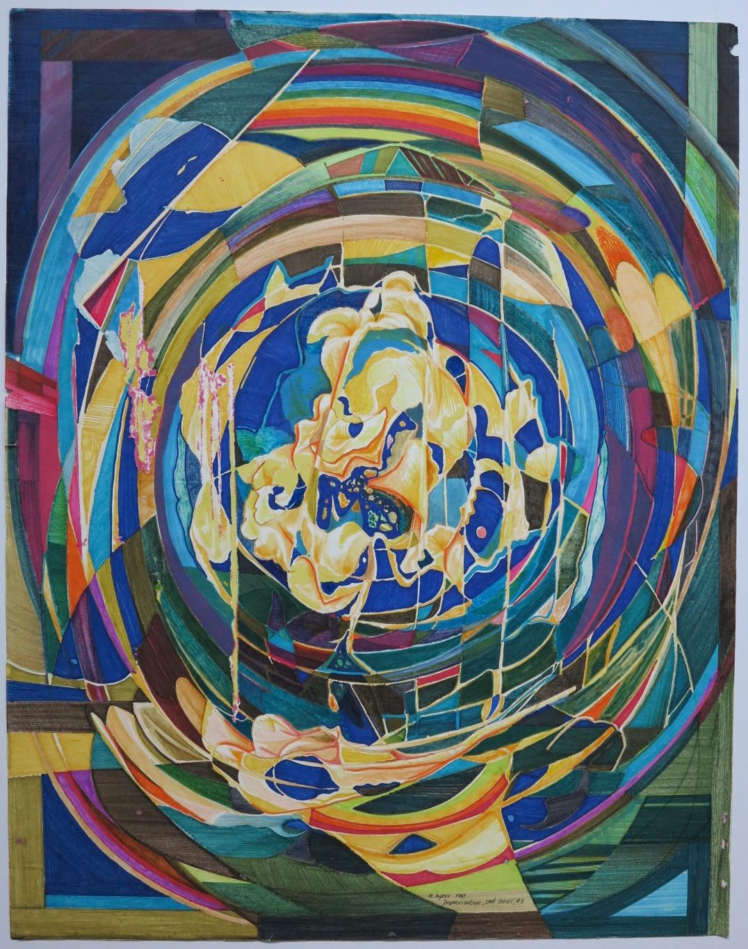 Roland Ayers Abstract Painting – Abstraktes afro-amerikanisches Künstlergemälde der Improvisation. 