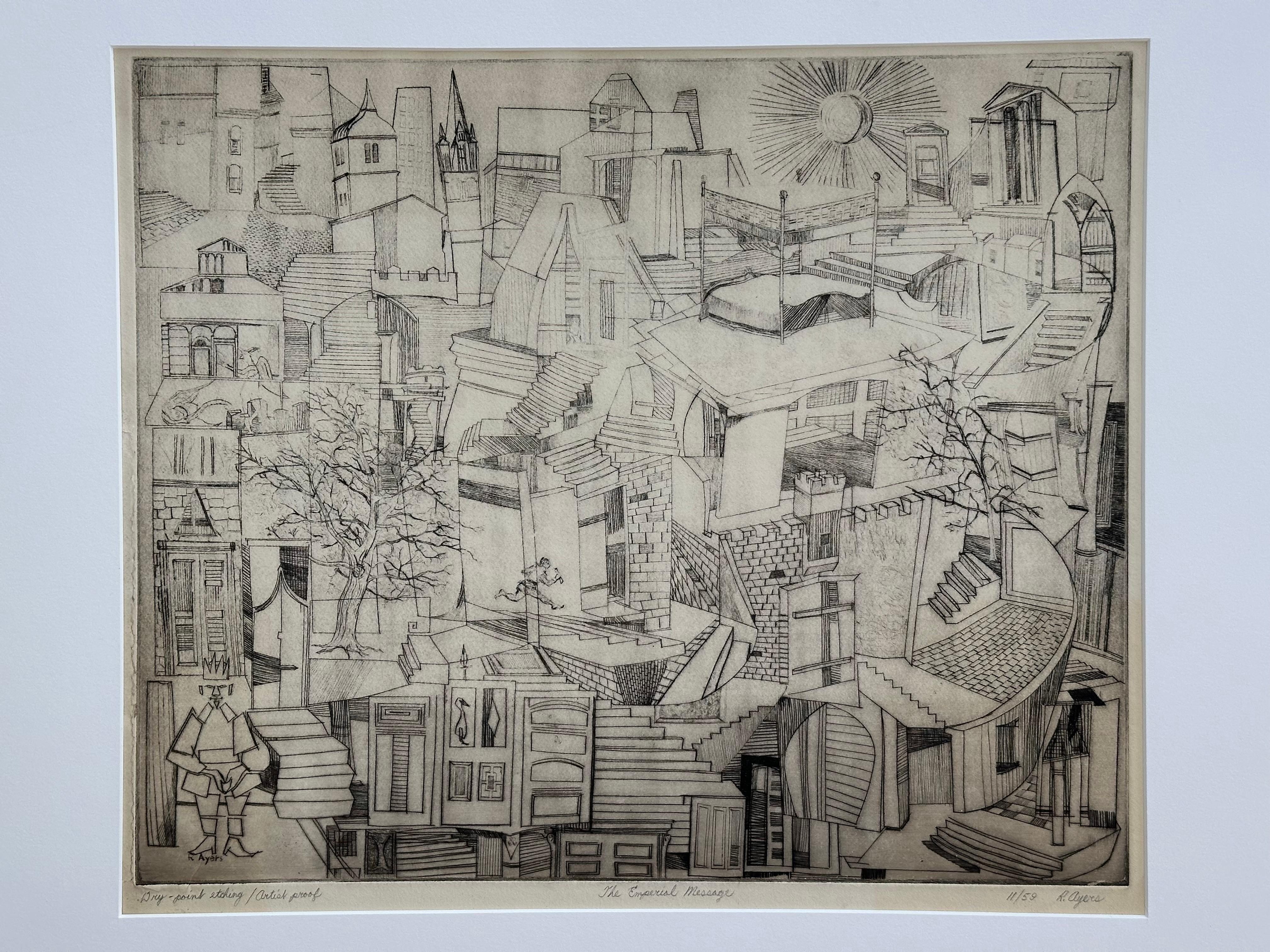 Empirial Message (Artista surrealista nero di Filadelfia) - Print Surrealismo di Roland Ayers