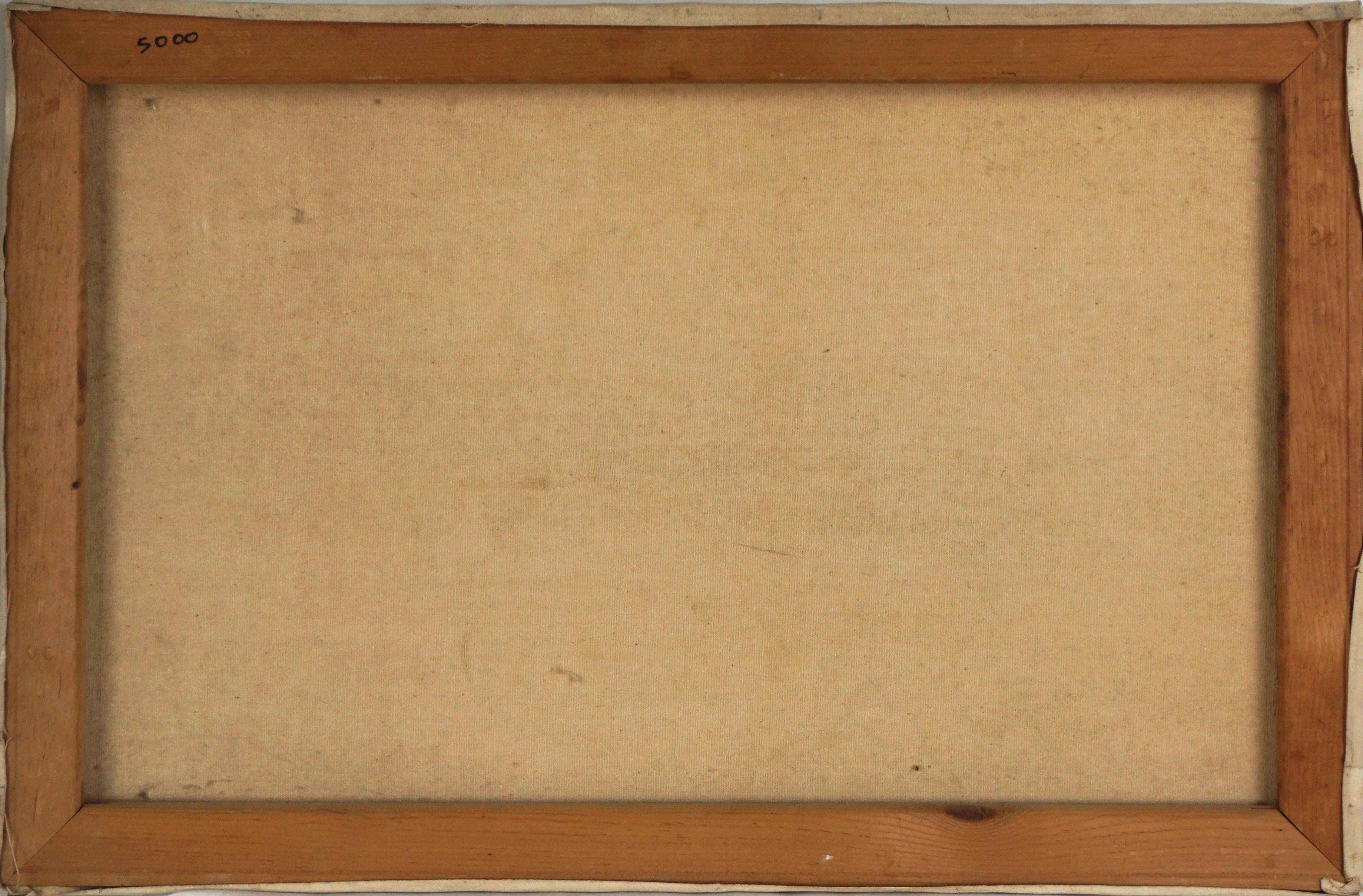 Magnifique paysage marin du milieu du siècle représentant des pins dans une dune de sable par Roland Bach (américain, 20e siècle), vers 1950. Une copie huile sur toile de l'œuvre originale de Jan Kagie (néerlandais, 1885-1971). Signature en bas à
