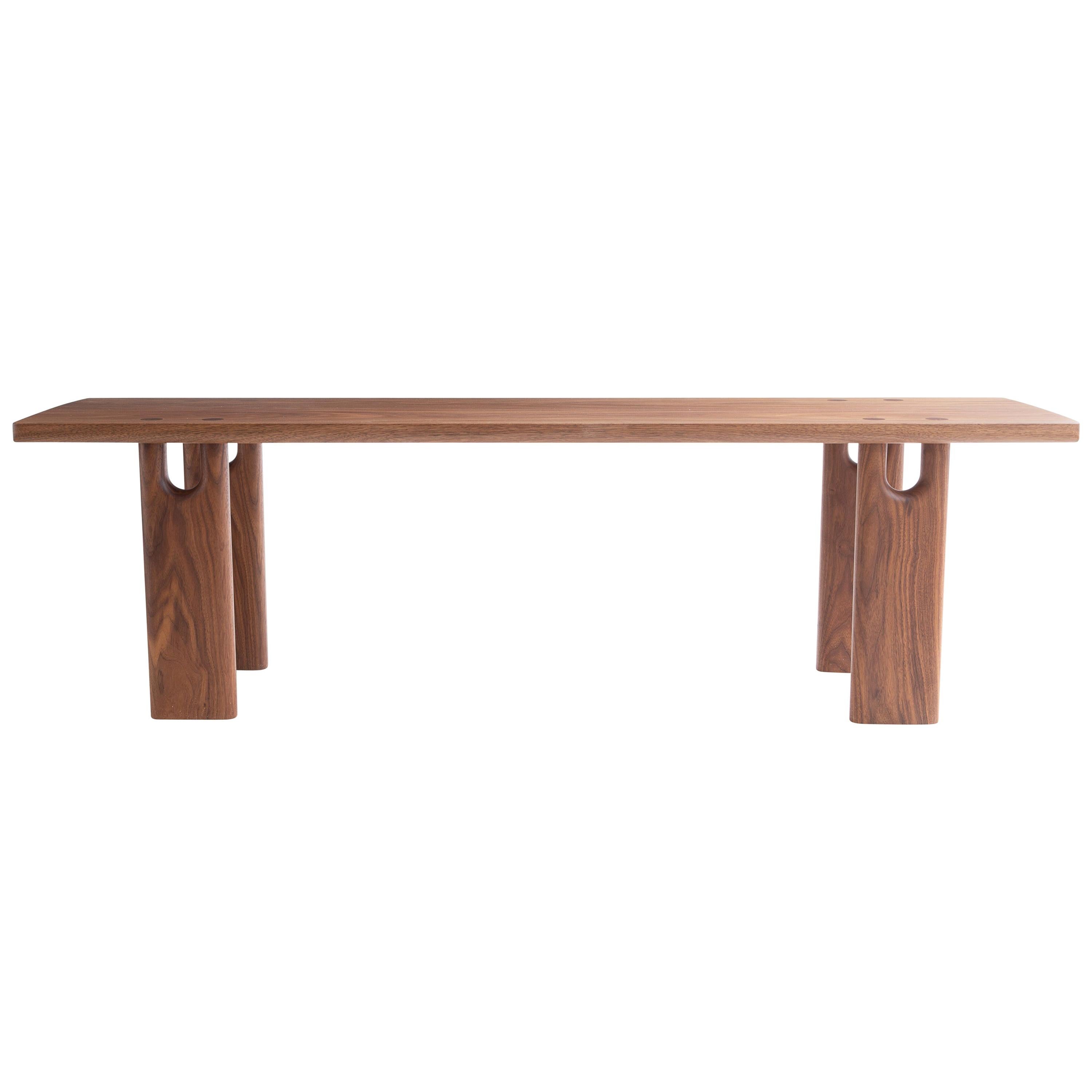 Roland Bench, Solid Walnut, Customizable For Sale