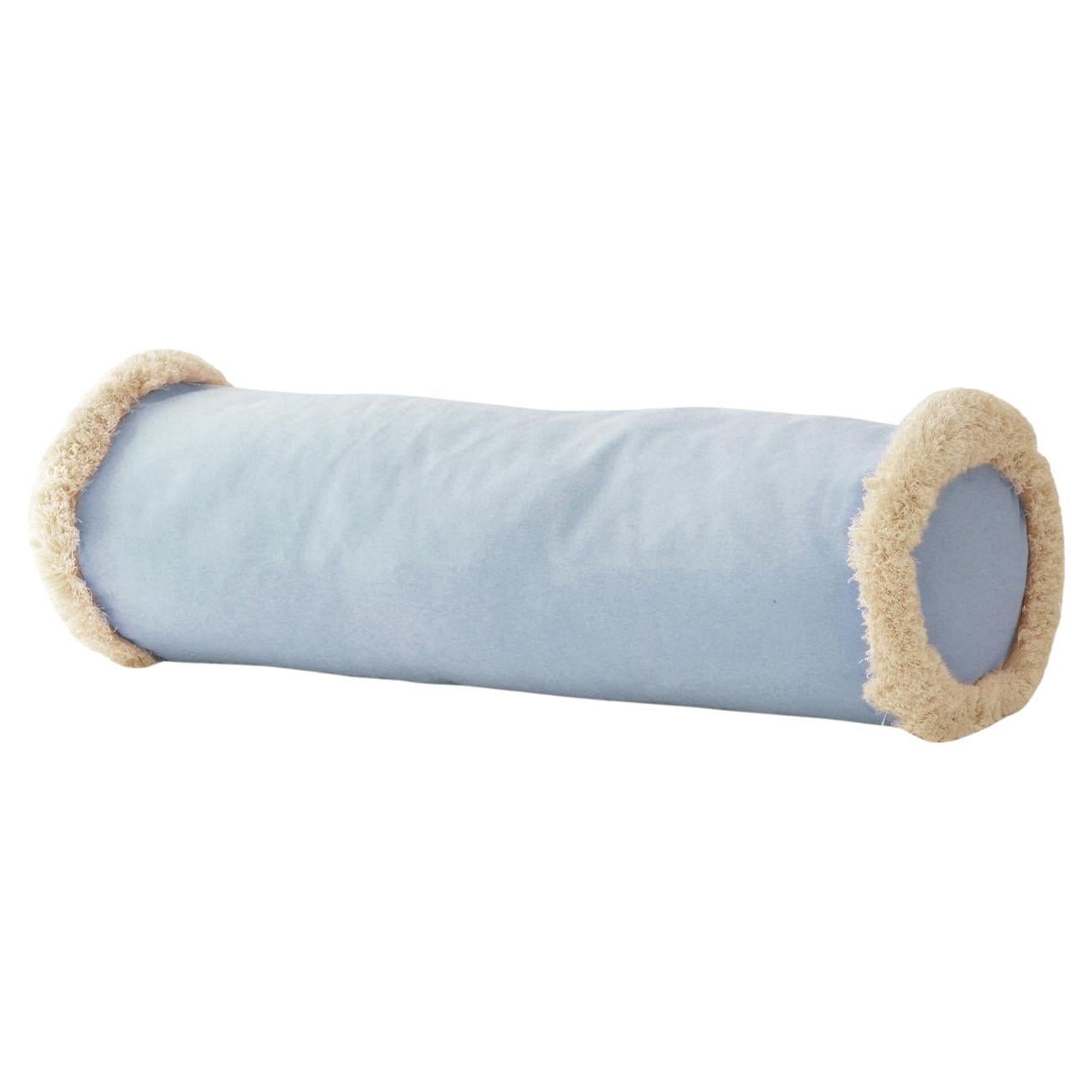 Roland Blue Bolster Velvet Deluxe Handmade Decorative Cushion