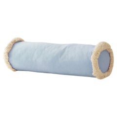 Cojín decorativo Roland Azul Bolster Terciopelo Deluxe Hecho a Mano