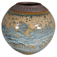 Roland Breton Vintage Spherical Vase in Polychrome Glazed Ceramic - 1Y138