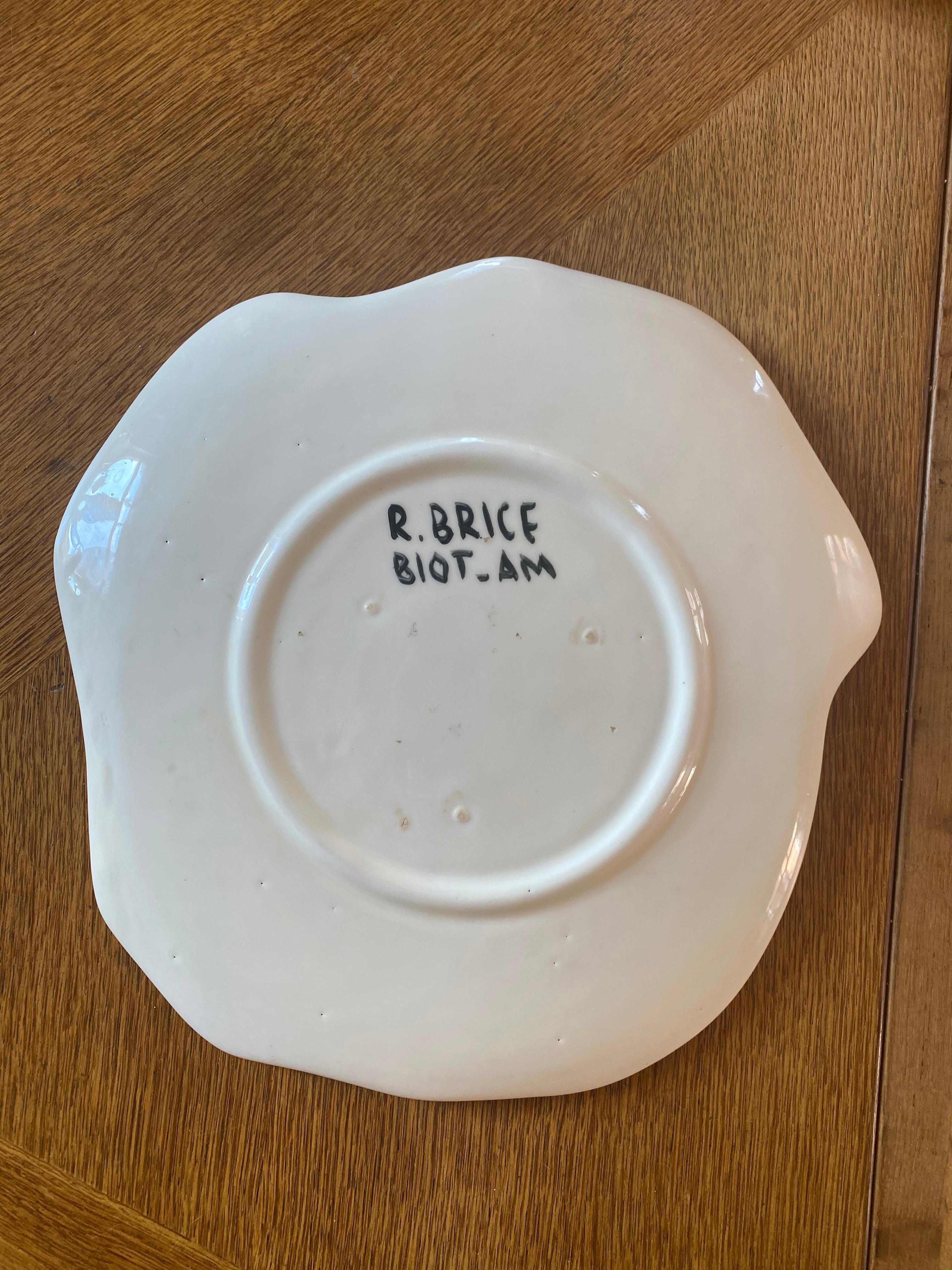 Roland Brice Large Ceramic Dish, Biot, 1950 For Sale 1